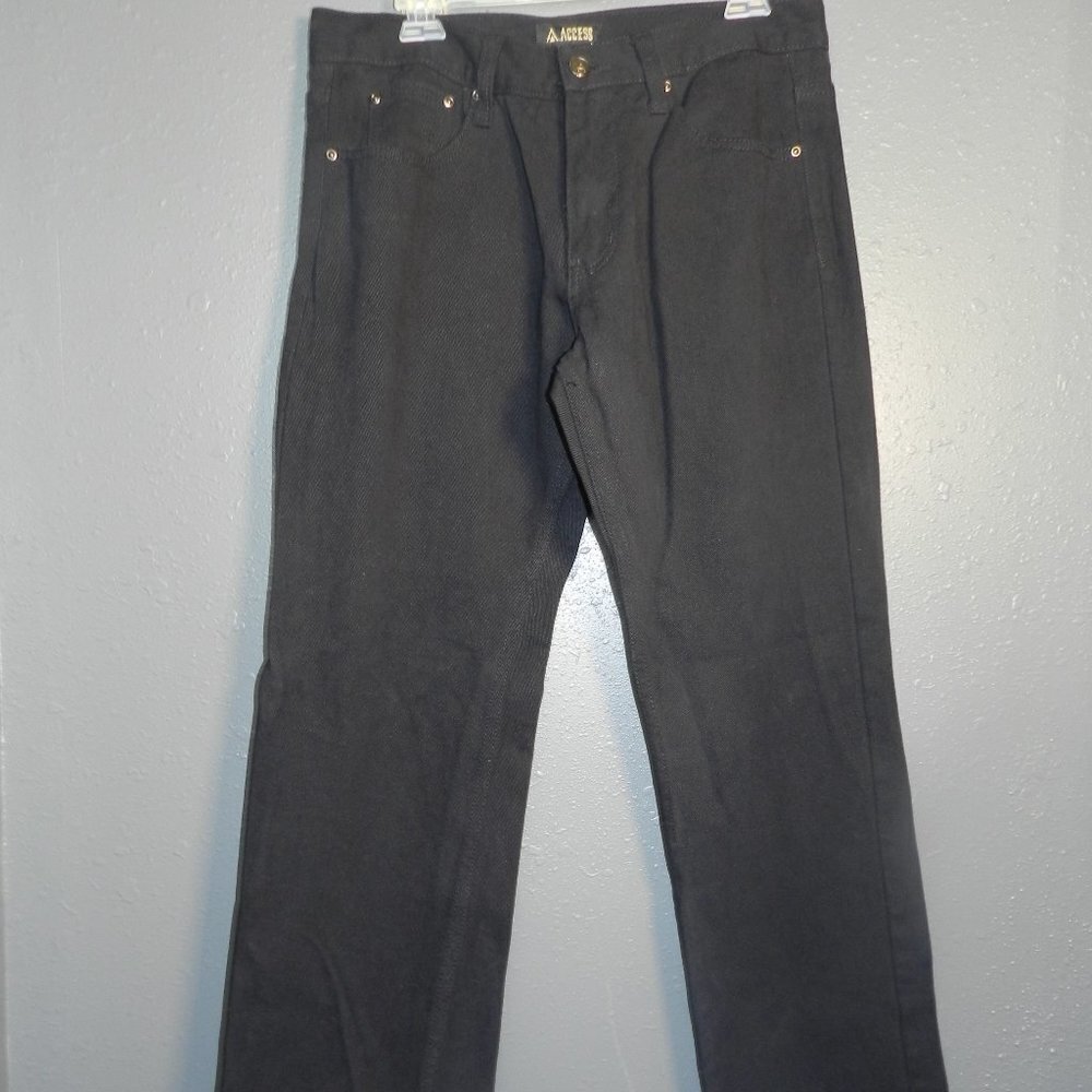 Access Mens Dark Wash 100% Cotton Straight Leg Button Close Pants Size 34/32